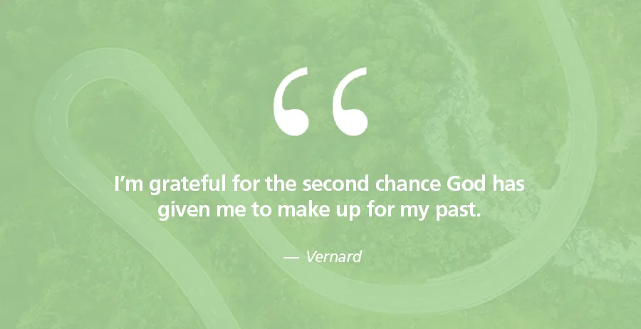 I’m grateful for the second chance God has given me to make up for my past.