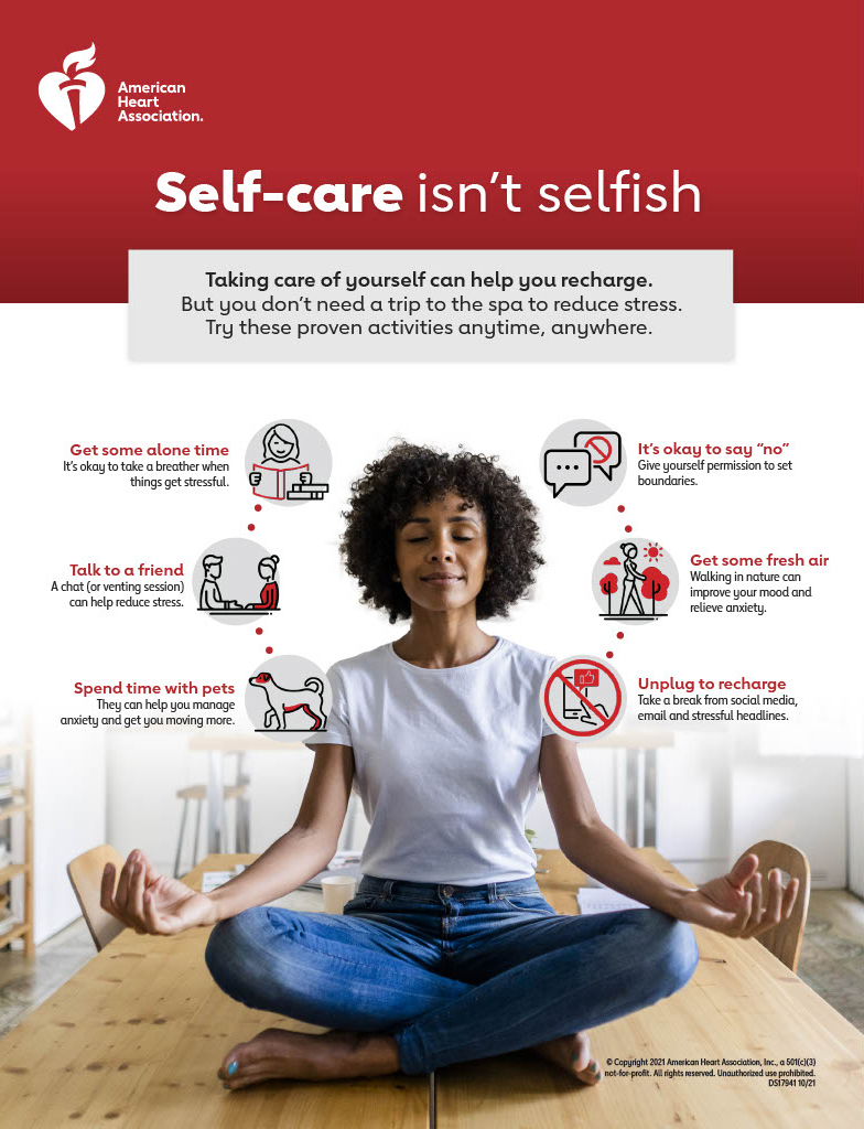 Taking care of yourself can help you recharge. But you don’t need a trip to the spa to reduce stress. Try these proven activities anytime, anywhere.